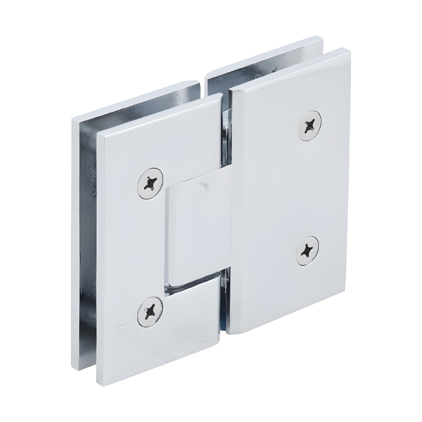 V1E780CH polished chrome squared Vienna glass-to-glass shower hinge, brass, for 10-12mm glass, positive-close