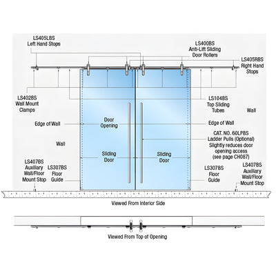 316 Brushed Stainless Bi-Parting Sliding Door Kit - CRL Laguna