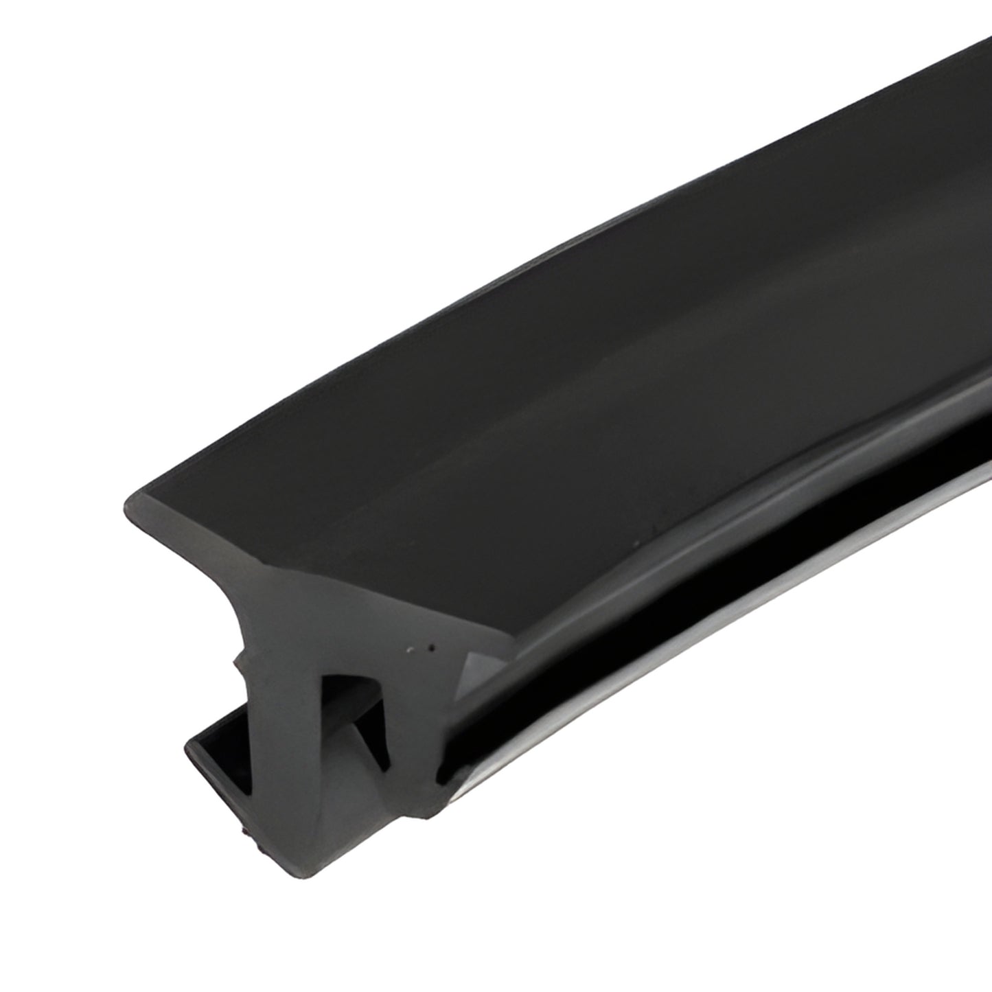 Black vinyl top-load glazing gasket profile NP238VC for 3/8" (10 mm) glass, fits 487 Series partitions.