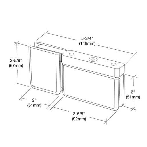 CRL Unlacquered Brass Pivot Hinge with U-Clamp for Top/Bottom Mounting, Product Image 4