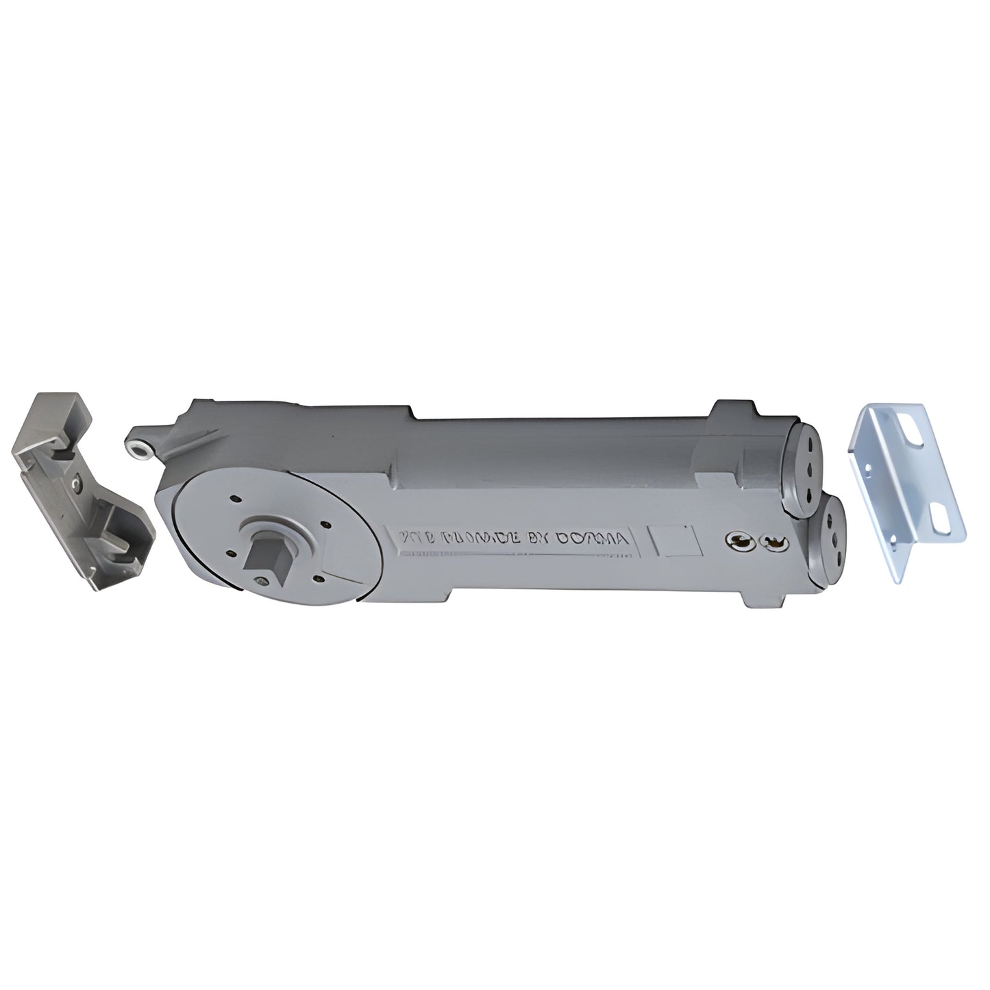 Dormakaba overhead concealed door closer RTS88105H04 - gray metal body with spindle and mounting brackets