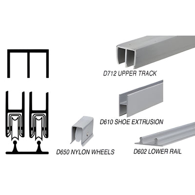 CRL Satin Anodized Sliding Door Track Assembly with Nylon Rollers