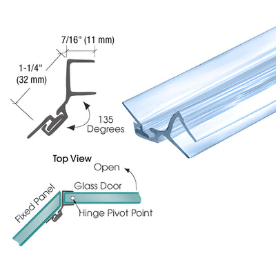 CRL 135° Shower Door Jamb Seal for 3/8" Glass - Vinyl Gasket
