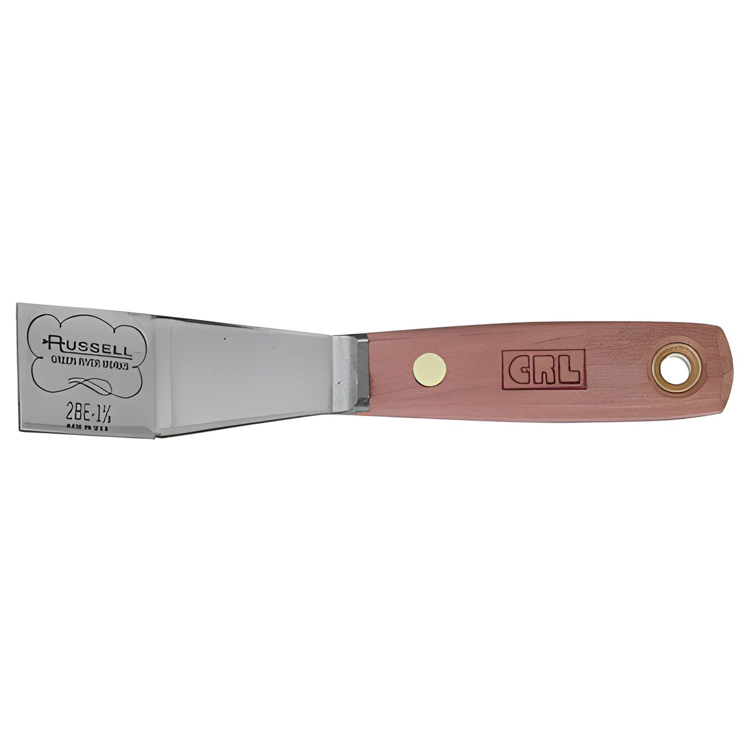 CRL Russell 1-1/8" bent glazing knife, 35 steel blade with riveted rosewood handle, SKU 2BE118