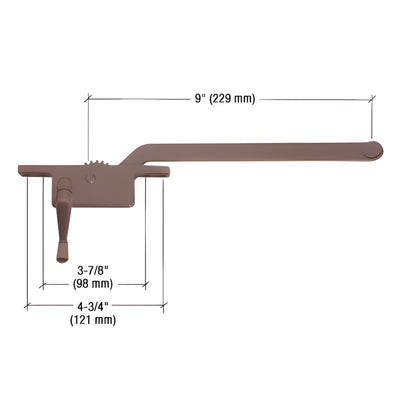 CRL Bronze 9in Left-Hand Square Casement Window Crank Operator