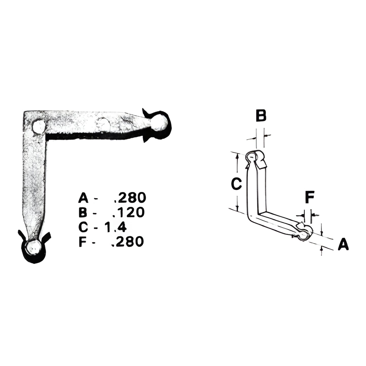 Zinc diecast L-shaped corner key for storm windows, 1.4 in leg, 0.28 in thickness, SKU 3465101