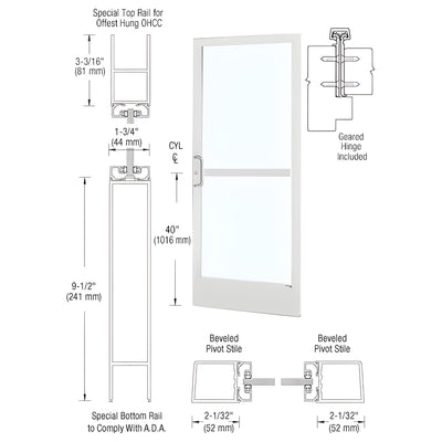 CRL-U.S. Aluminum S250 Narrow-Stile KYNAR Door, Panic/Concealed Ready