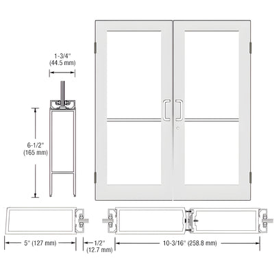 CRL-U.S. Aluminum Series 550 White Kynar Wide-Stile Entry Doors Pair