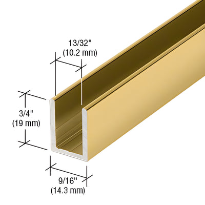 CRL Brite Gold Anodized 3/8" Fixed Panel Shower Door Deep U-Channel - 95"
