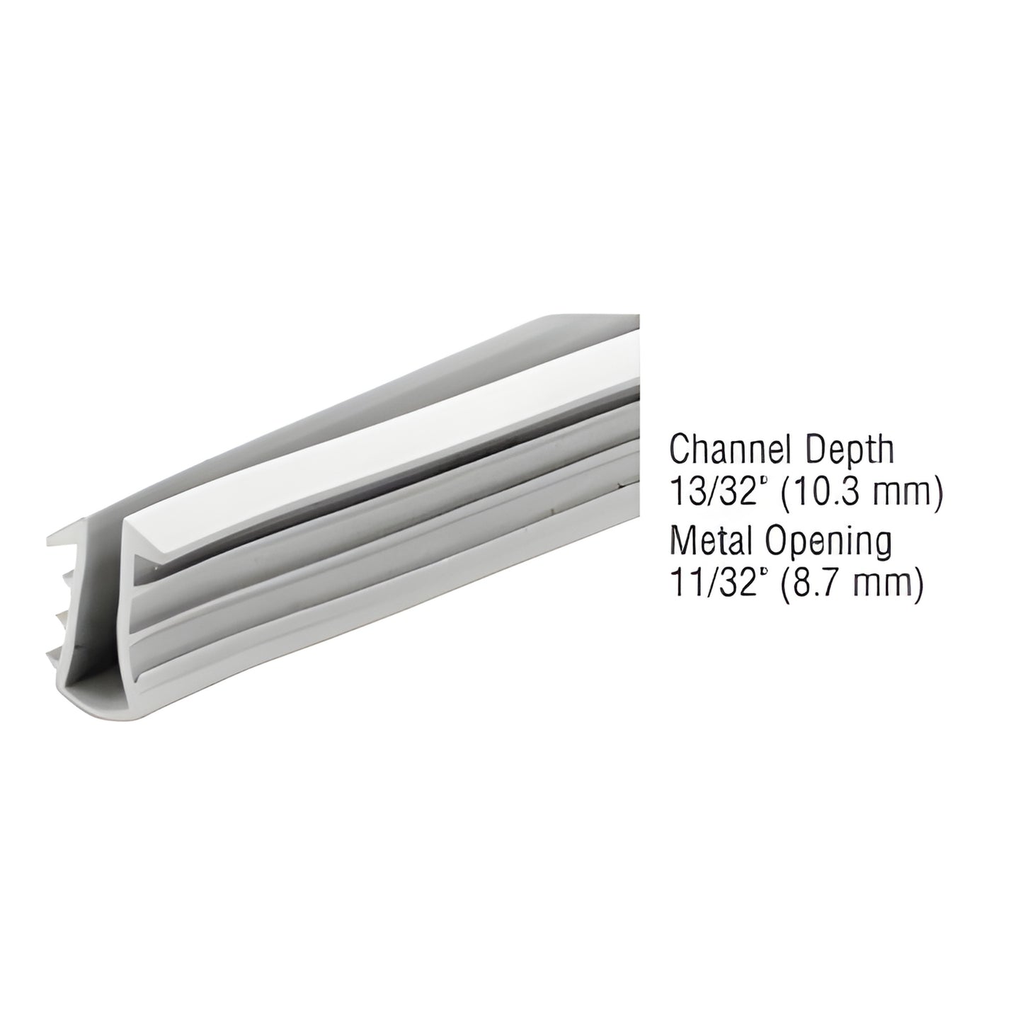 DV144M light-gray vinyl H-bar glazing bead for 3/16-1/4" glass, fits DV146 track, sold in 100' or 1000' rolls