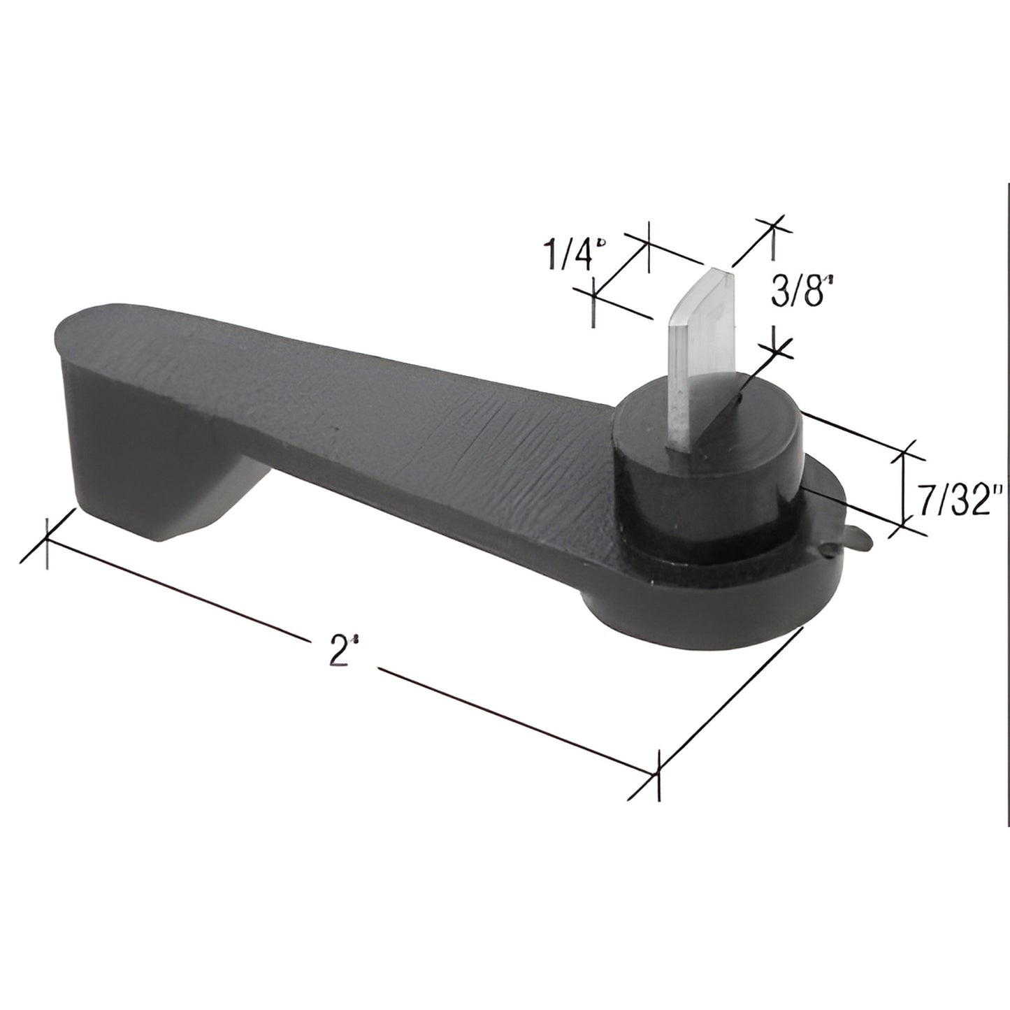 Black plastic CRL latch lever for Arcadia doors, 2" length, 3/8" spindle - replacement SKU E2191