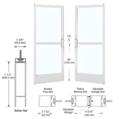 CRL-U.S. Aluminum White KYNAR® Paint Custom Pair Series 250 Narrow Stile Offset Pivot Entrance Doors With Panics for Surface Mount Door Closers