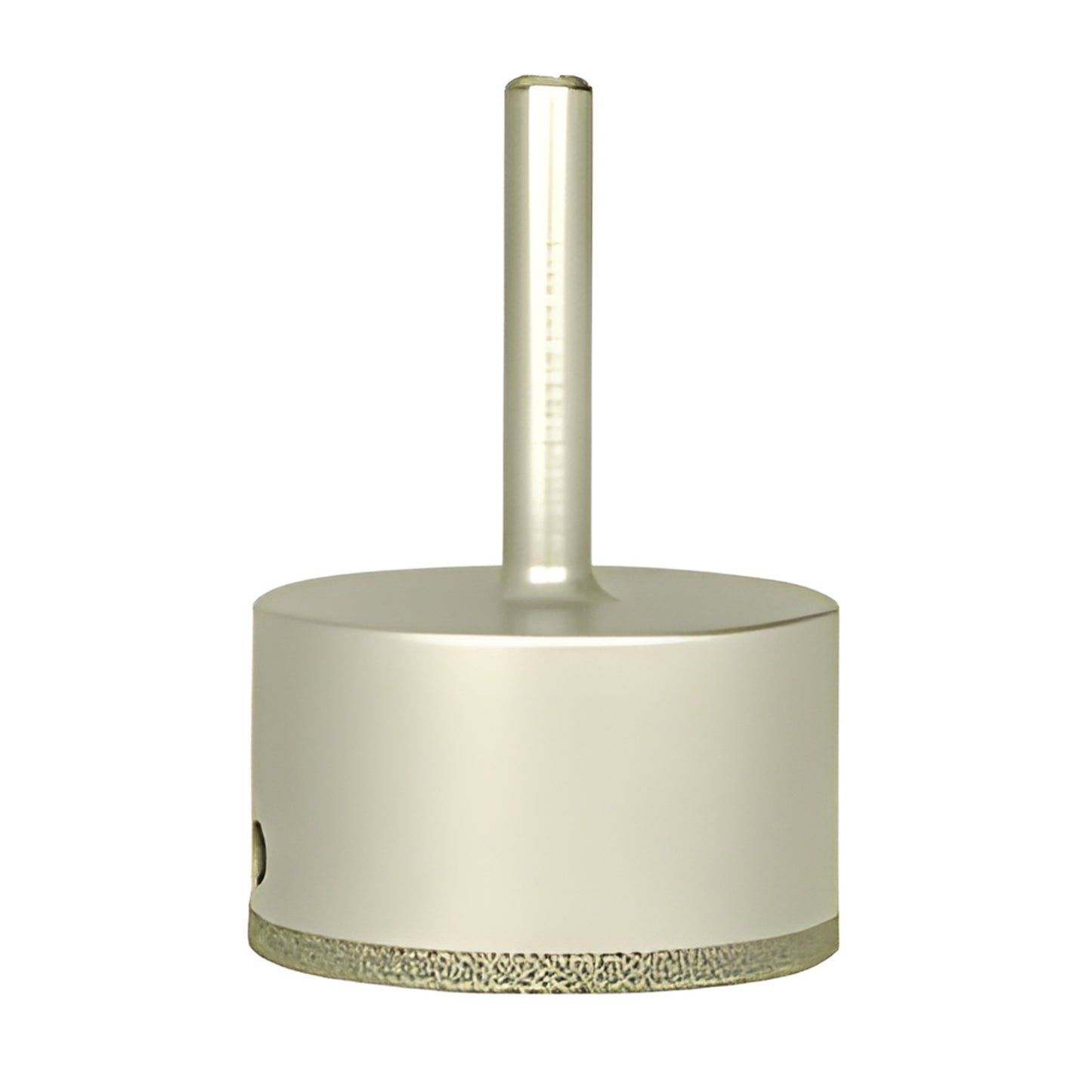 EDD60MM 60mm diamond-plated glass drill bit with 3/8in reduced round shank, smooth continuous rim.