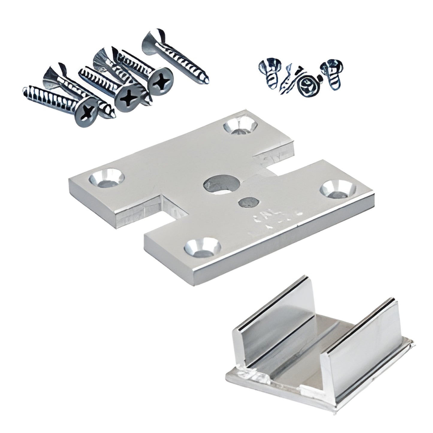 Aluminum satin-anodized 2x2 partition post base plate kit with cap and fasteners (SKU D1990AC)