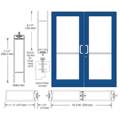 CRL-U.S. Aluminum Standard KYNAR® Custom Pair Series 550 Wide Stile Geared Hinge Entrance Doors for Overhead Concealed Door Closers