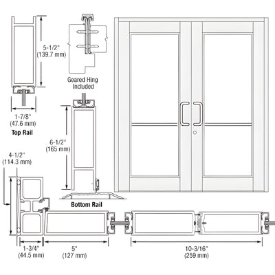 CRL-U.S. Aluminum Durafront 850 Kynar Wide-Stile Geared-Hinge Door