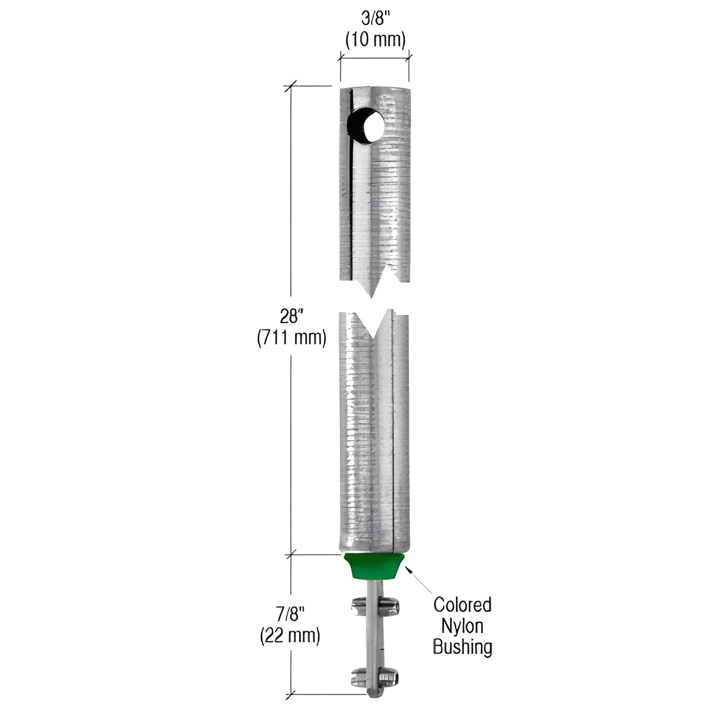 FL2840 tubular spiral window balance, 3/8" x 28" metal tube, green nylon bushing, tilt window, 25 lb sash