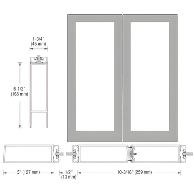 CRL-U.S. Aluminum Clear Anodized 550W Offset Stile Custom Door Pair
