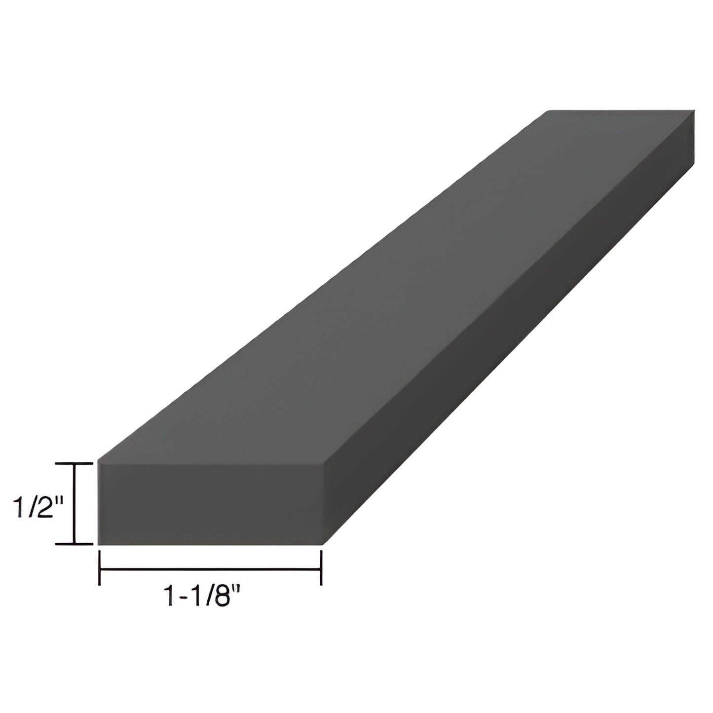 SBEP6: black EPDM rectangular setting block, 4" long, 1-1/8" wide 1/2" thick, used for glazing cushioning.