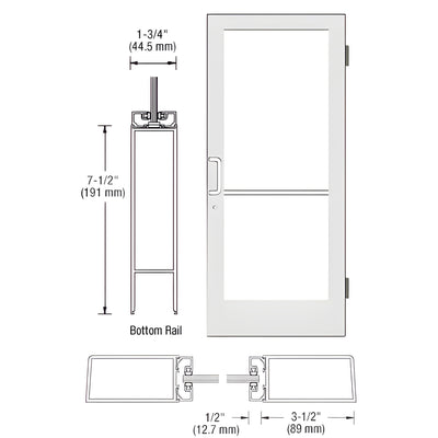CRL-U.S. Aluminum White KYNAR® Entry Door - Surface Closer Ready