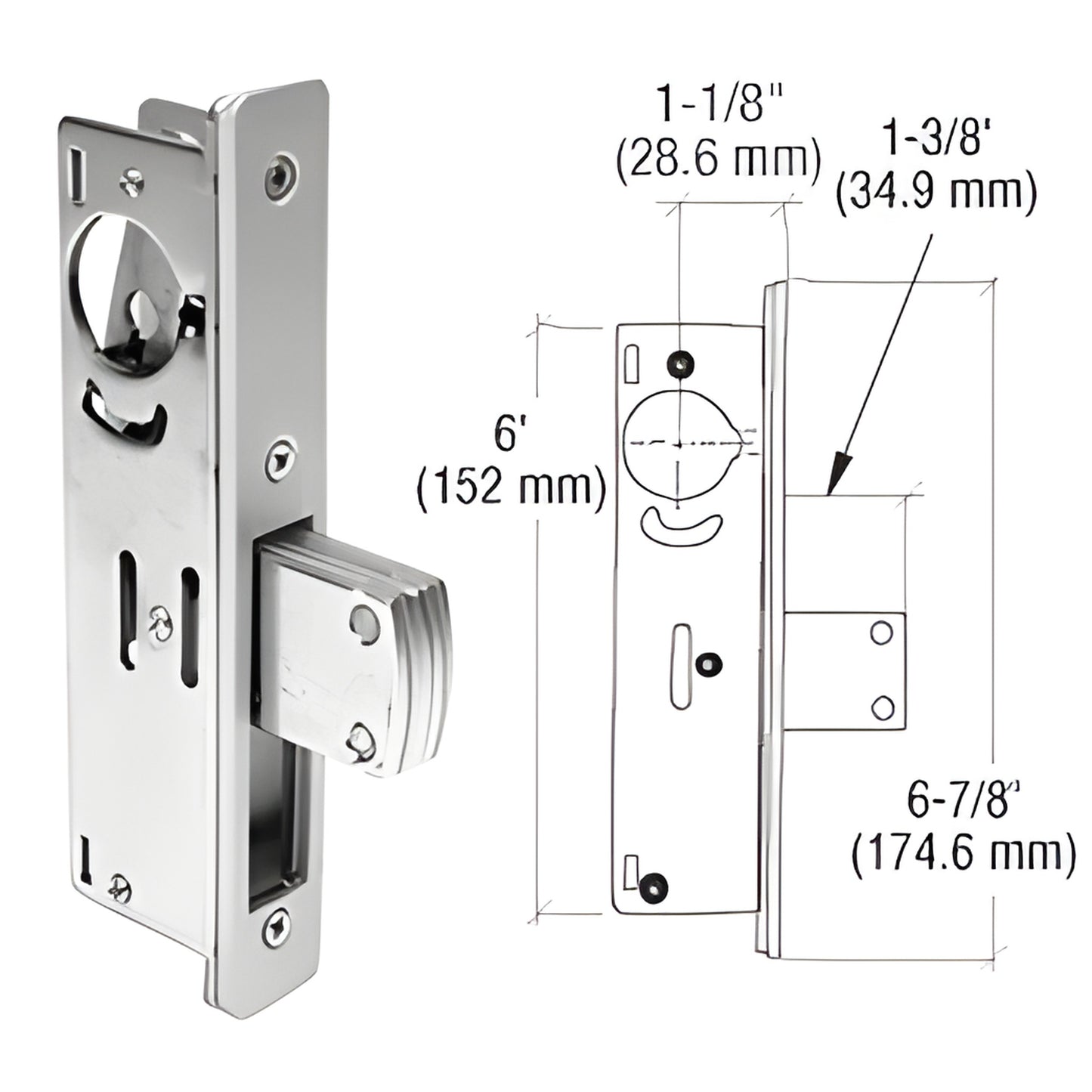 CRL DL2110B narrow-stile deadlock, aluminum finish, 1-3/8 laminated steel throw bolt, compact commercial lock.