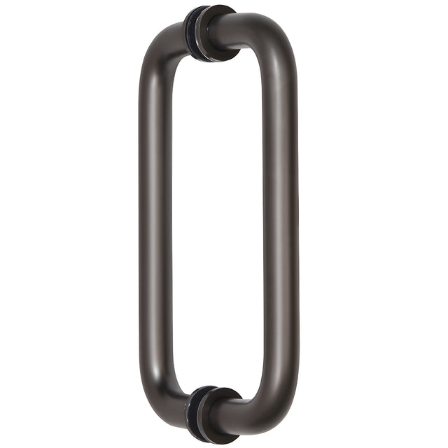 CRL Matte Gun Metal 8" Back-to-Back Solid Brass 3/4" Diameter Pull Handles with Metal Washers