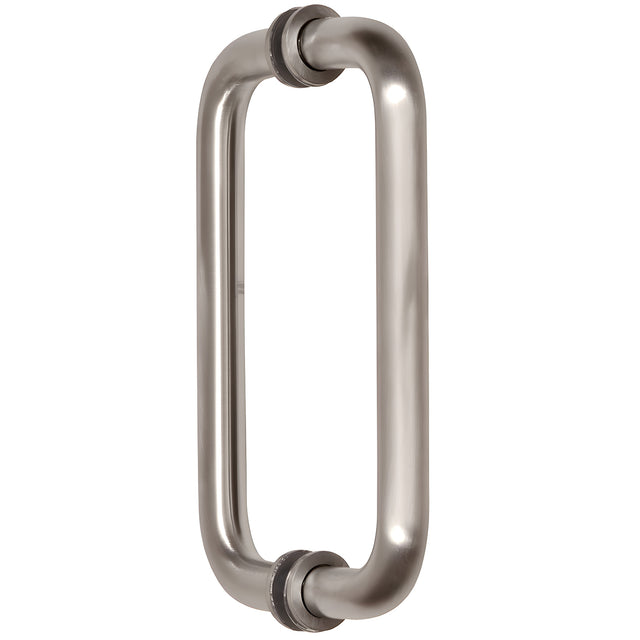 CRL Brushed Nickel 8" Back-to-Back Solid Brass 3/4" Diameter Pull Handles with Metal Washers