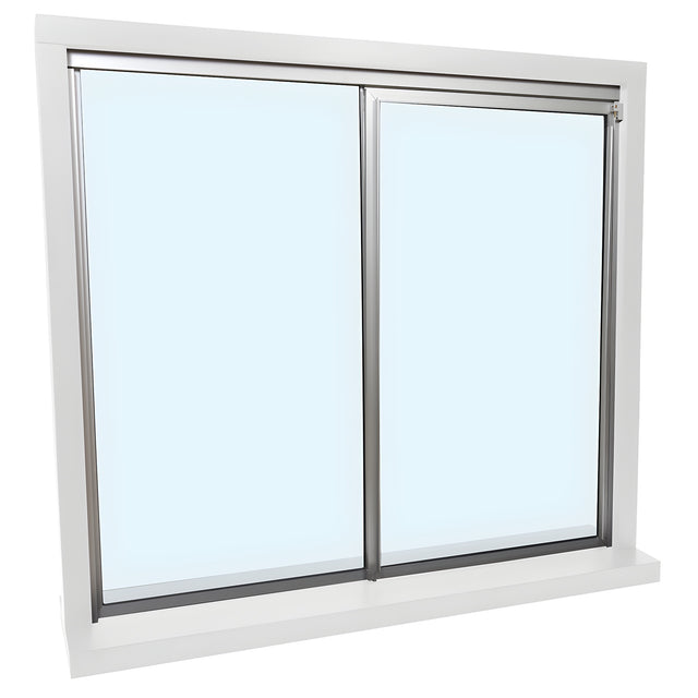 CRL Florence Satin Anodized Factory Glazed "OX" Model with 1/4" Tempered Glass Pass-Thru Assembly 48" Width 48" Height