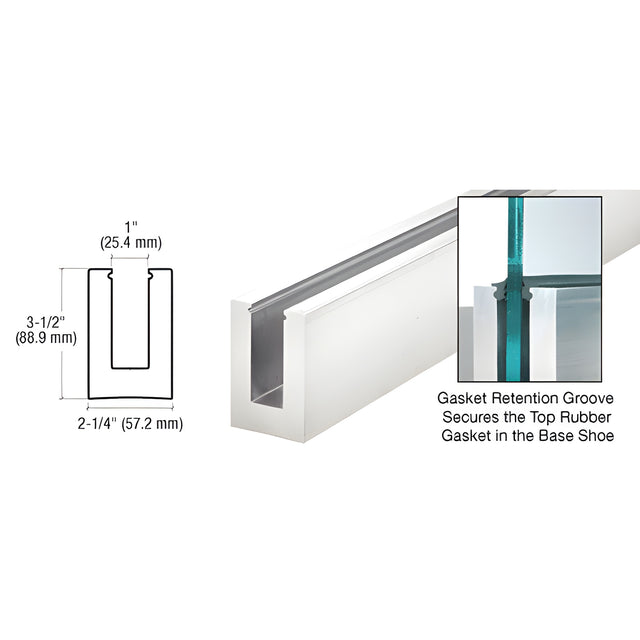 CRL 120" B5L Series Low Profile Square Aluminum Mill Base Shoe Extrusion Only Undrilled for 1/2" to 5/8" Glass