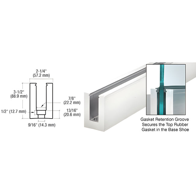 CRL B5L Series Mill Aluminum 120" Square Base Shoe Drilled for 1/2" to 5/8" Glass
