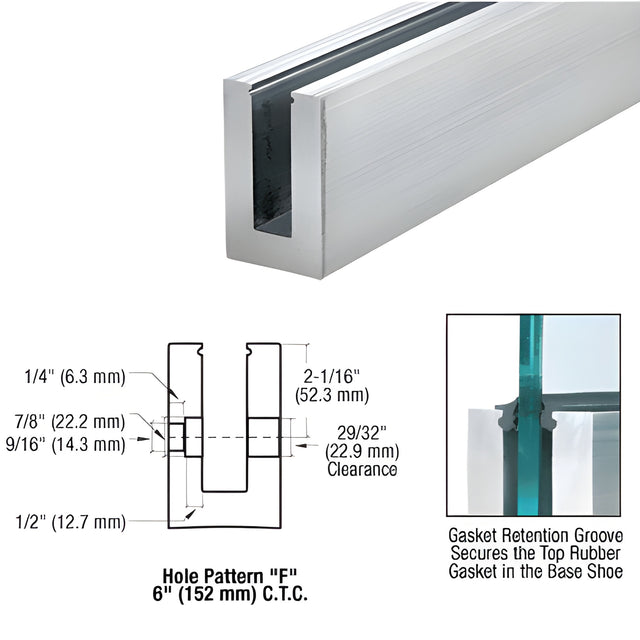 CRL B5S Series Mill 120" Square Base Shoe Fascia Mount for 1/2" Glass