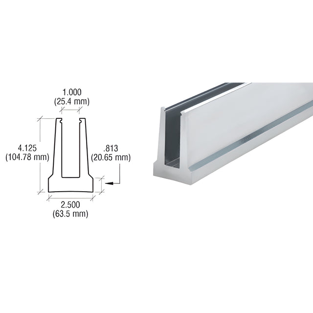 CRL B5T Series Mill Aluminum 120' Tapered Base Shoe Undrilled for 1/2" Glass