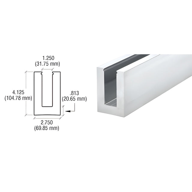 CRL B7S Series Mill Aluminum 240" Square Base Shoe Undrilled for 3/4" Glass
