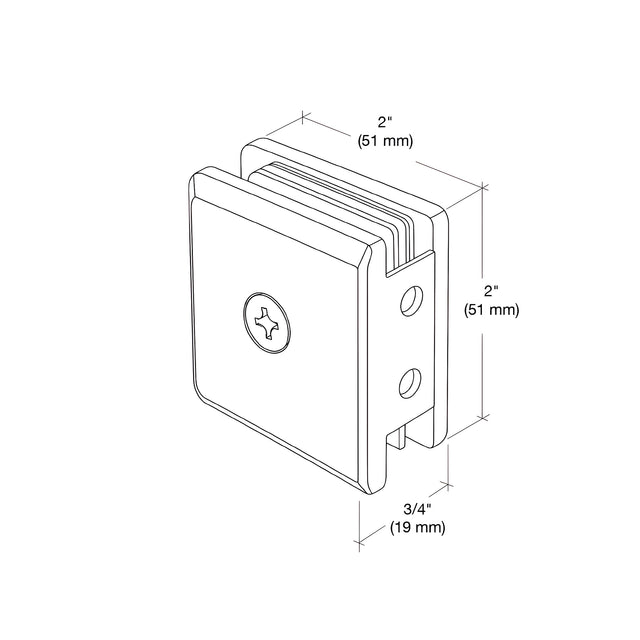CRL Polished Nickel Beveled Style Notch-in-Glass Fixed Panel U-Clamp