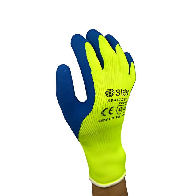 Stellar Acrylic Palm Coated Latex Gloves, Crinkle Finish, Sz 07 (Small) – 12 Pairs/Bag