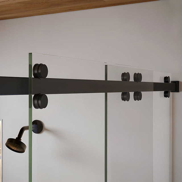 CRL Matte Black Premium Brixen Series Two Door Bypass Sliding Shower Door System with Concealed Hardware