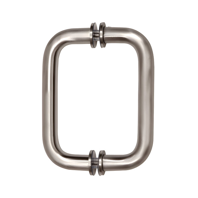 CRL Brushed Nickel 6" Back-to-Back Solid Brass 3/4" Diameter Pull Handles with Metal Washers