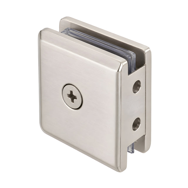 CRL Brushed Nickel Beveled Style Notch-in-Glass Fixed Panel U-Clamp