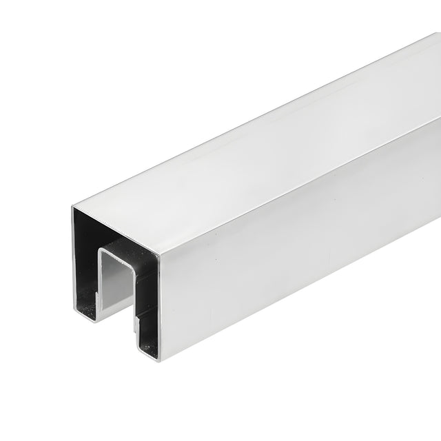 CRL Brushed Stainless 2" Square Crisp Corner Cap Rail for 1/2" (12 mm) to 5/8" (16 mm) Glass Custom Length