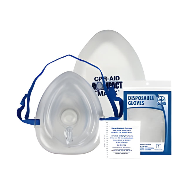 CPR Compact Mask w/ O2 Inlet, Case, Gloves & Wipes- 1 Ea