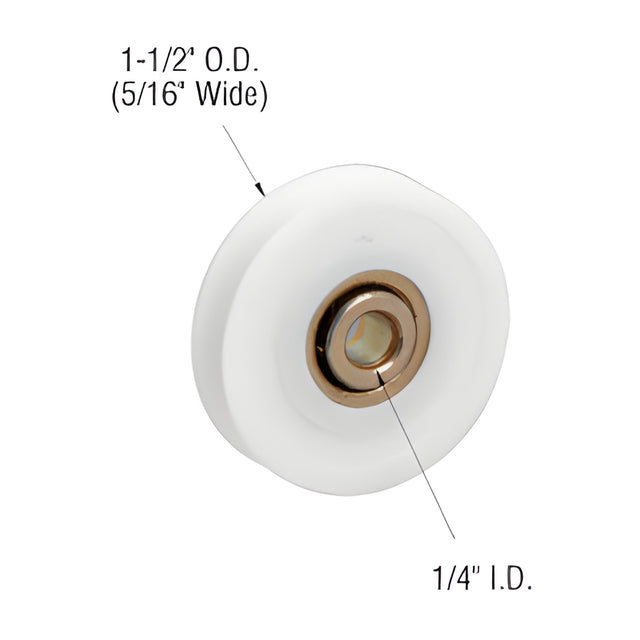 CRL 1-1/2" Diameter Nylon Ball Bearing Replacement Roller 5/16" Wide