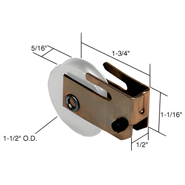 CRL 1-1/2" Nylon Sliding Glass Door Roller with 1/2" Wide Housing for Ador/HiLite Doors