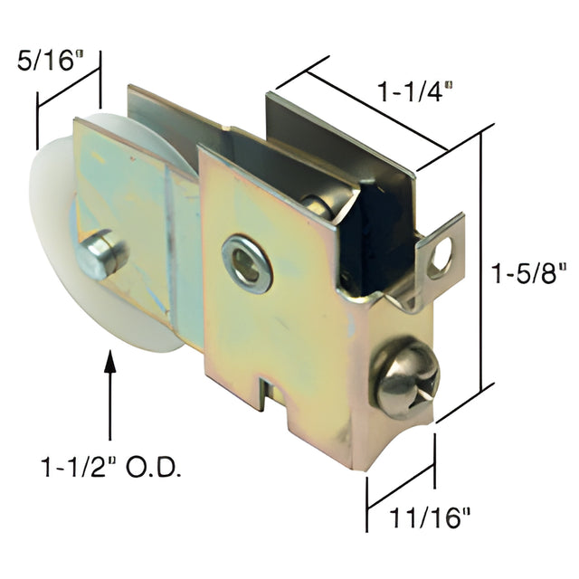 CRL 1-1/2" Nylon Sliding Glass Door Roller with 11/16" Wide Housing for Starlite & Doormaster Doors