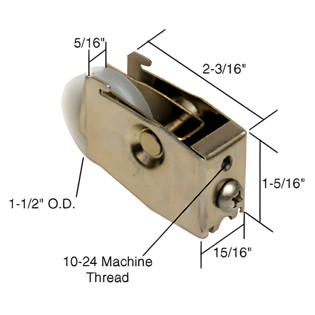 CRL 1-1/2" Nylon Sliding Glass Door Roller with 15/16" Wide Housing for Northrop Doors