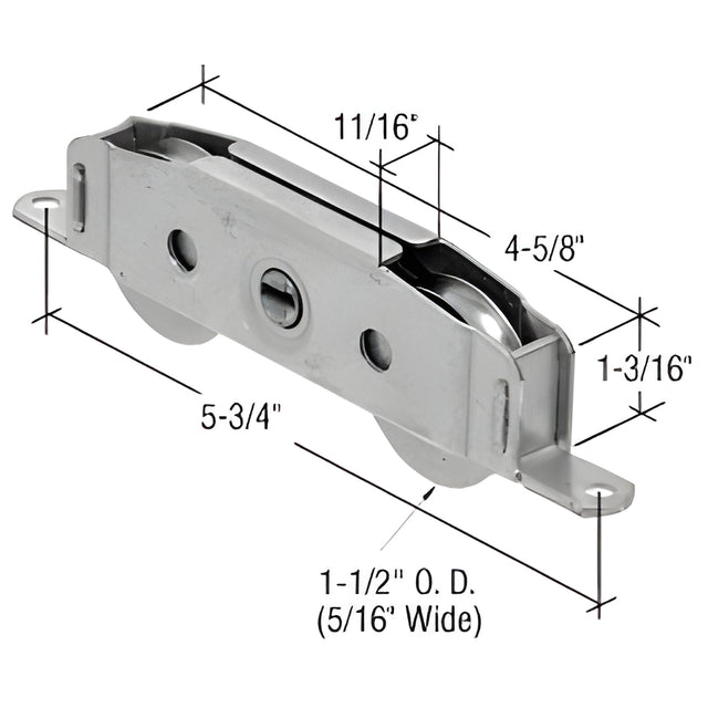 CRL 1-1/2" Tandem Stainless Steel Sliding Glass Door Roller with 11/16" Wide Housing