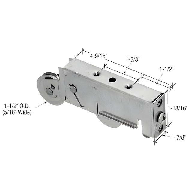 CRL 1-1/2" Tandem Stainless Steel Sliding Glass Door Roller with 7/8" Wide Housing for Armour Vue and Atlas Doors