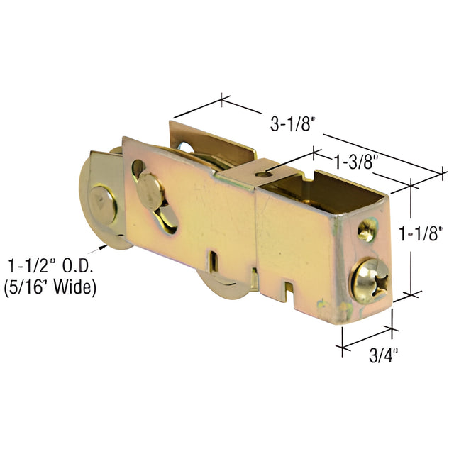 CRL 1-1/2" Tandem Steel Ball Bearing Sliding Glass Door Roller with 3/4" Wide Housing