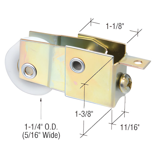 CRL 1-1/4" Nylon Sliding Glass Door Roller with 11/16" Wide Housing for Rebco-West Doors
