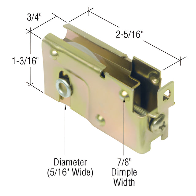 CRL 1-1/4" Nylon Sliding Glass Door Roller with 23/32" Wide Housing for Lupton Doors