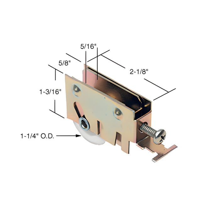 CRL 1-1/4" Nylon Sliding Glass Door Roller with 5/8" Wide Housing for International Doors